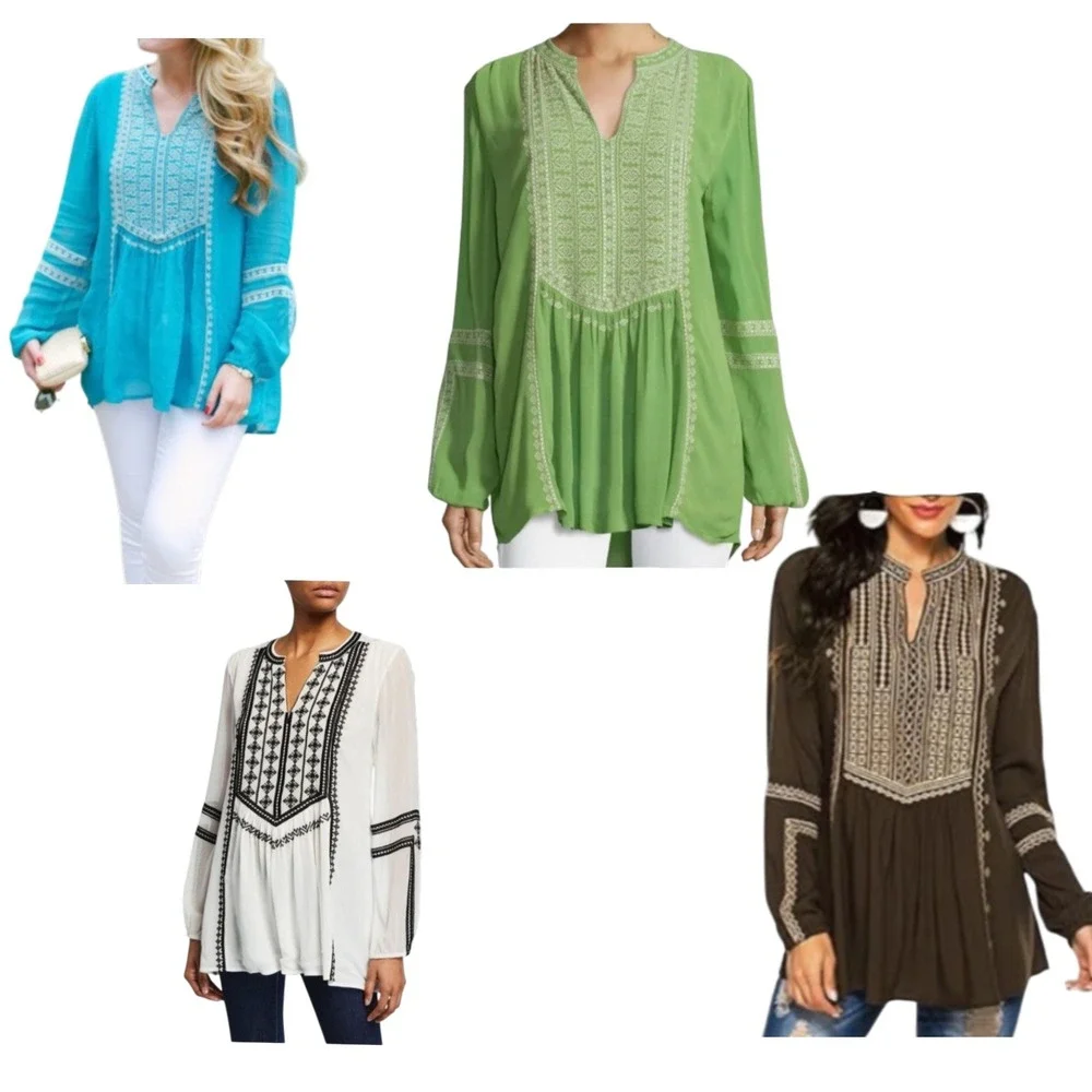 Tolani Lauren Style Lime Green Embroidered Boho Tunic Blouse 100% Viscose Large - Picture 3 of 14